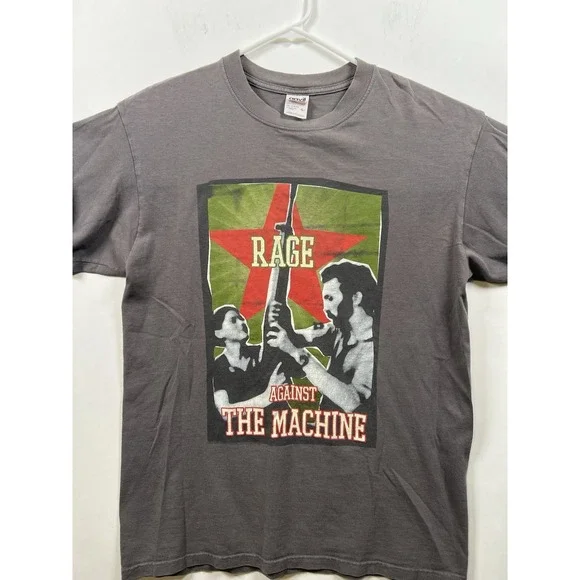 vintage Y2K Rage Against The Machine Ratm Rock Band Gray t-shirt Large Flaw - Picture 4 of 9